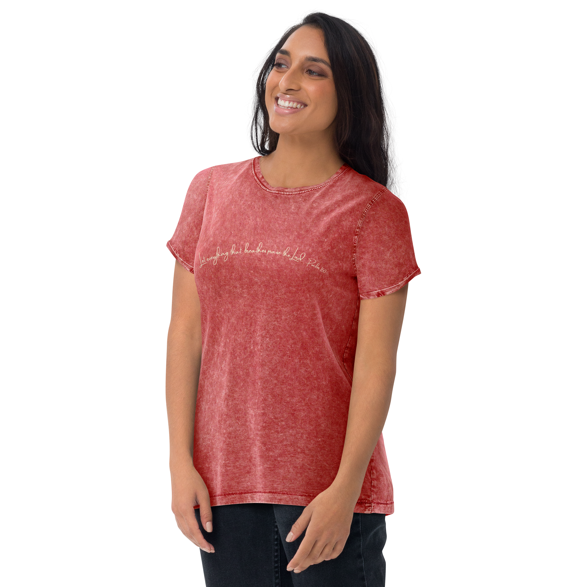 Let everything that breathes praise the Lord. Psalm 150 Denim Look Cotton T-Shirt