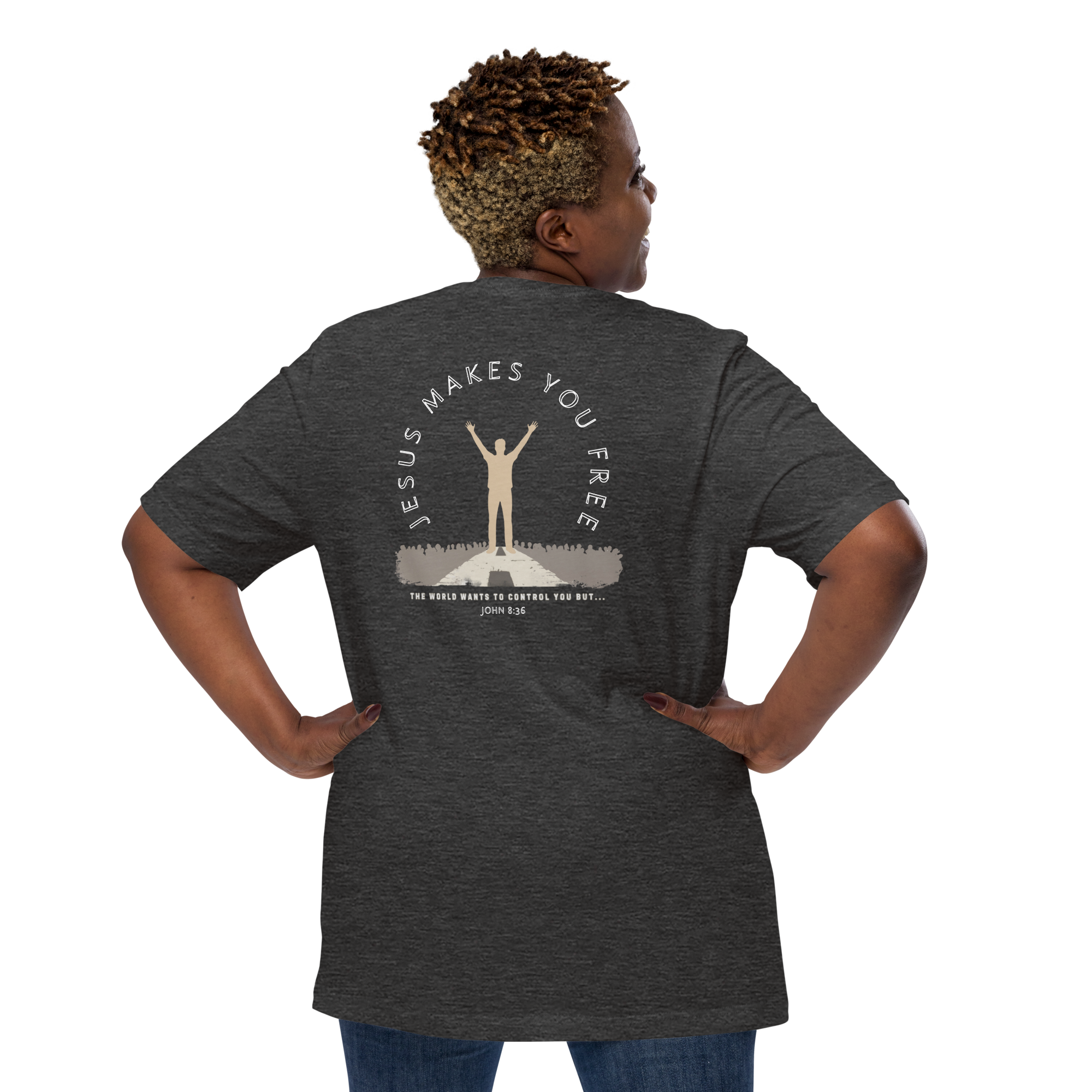 Jesus Makes You Free/ John 8:36.  Bluewater Unisex t-shirt