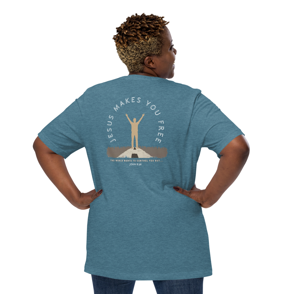 Jesus Makes You Free/ John 8:36.  Bluewater Unisex t-shirt