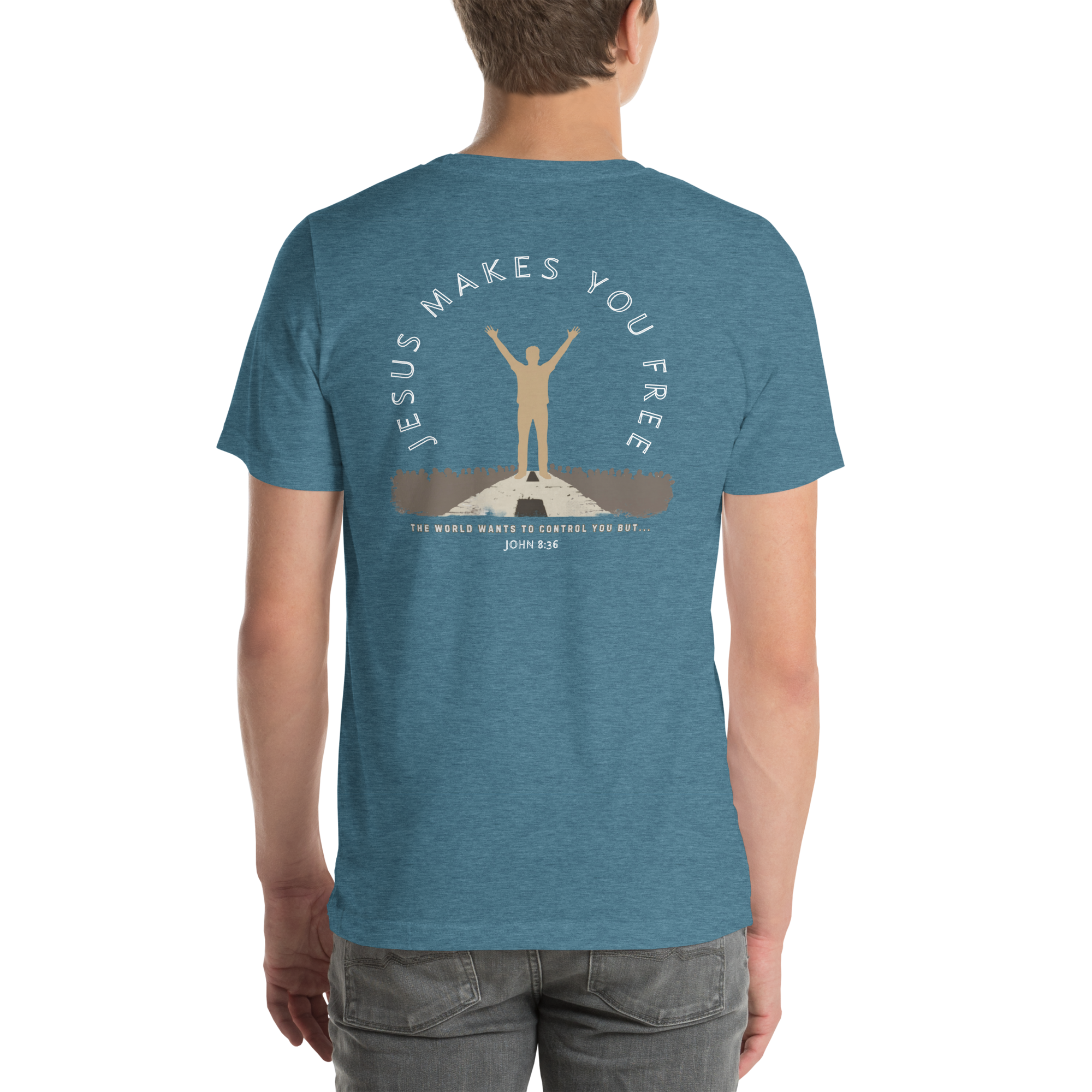 Jesus Makes You Free/ John 8:36.  Bluewater Unisex t-shirt