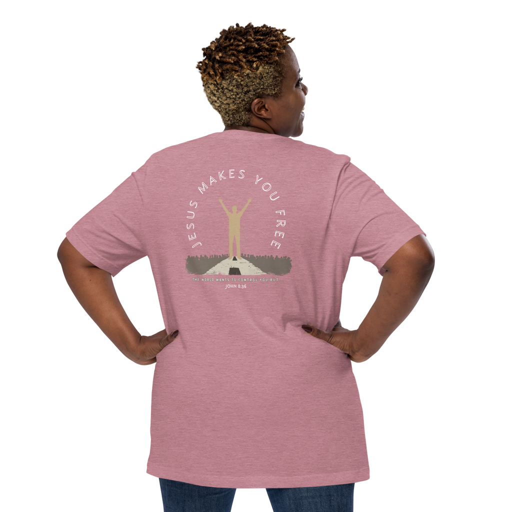 Jesus Makes You Free/ John 8:36.  Bluewater Unisex t-shirt