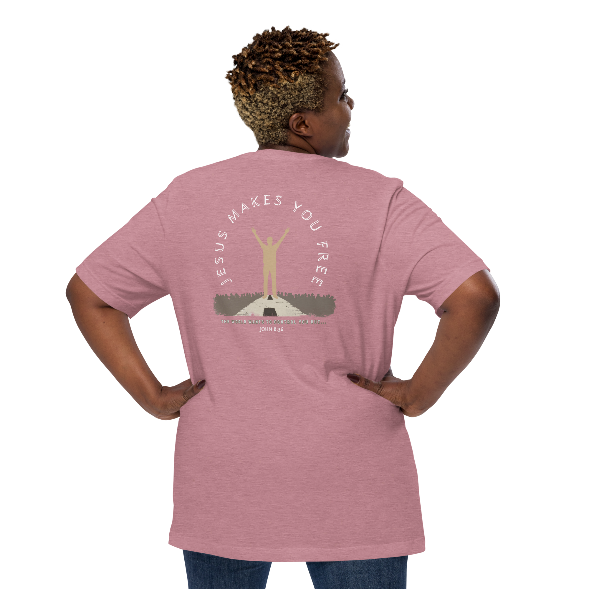 Jesus Makes You Free/ John 8:36.  Bluewater Unisex t-shirt