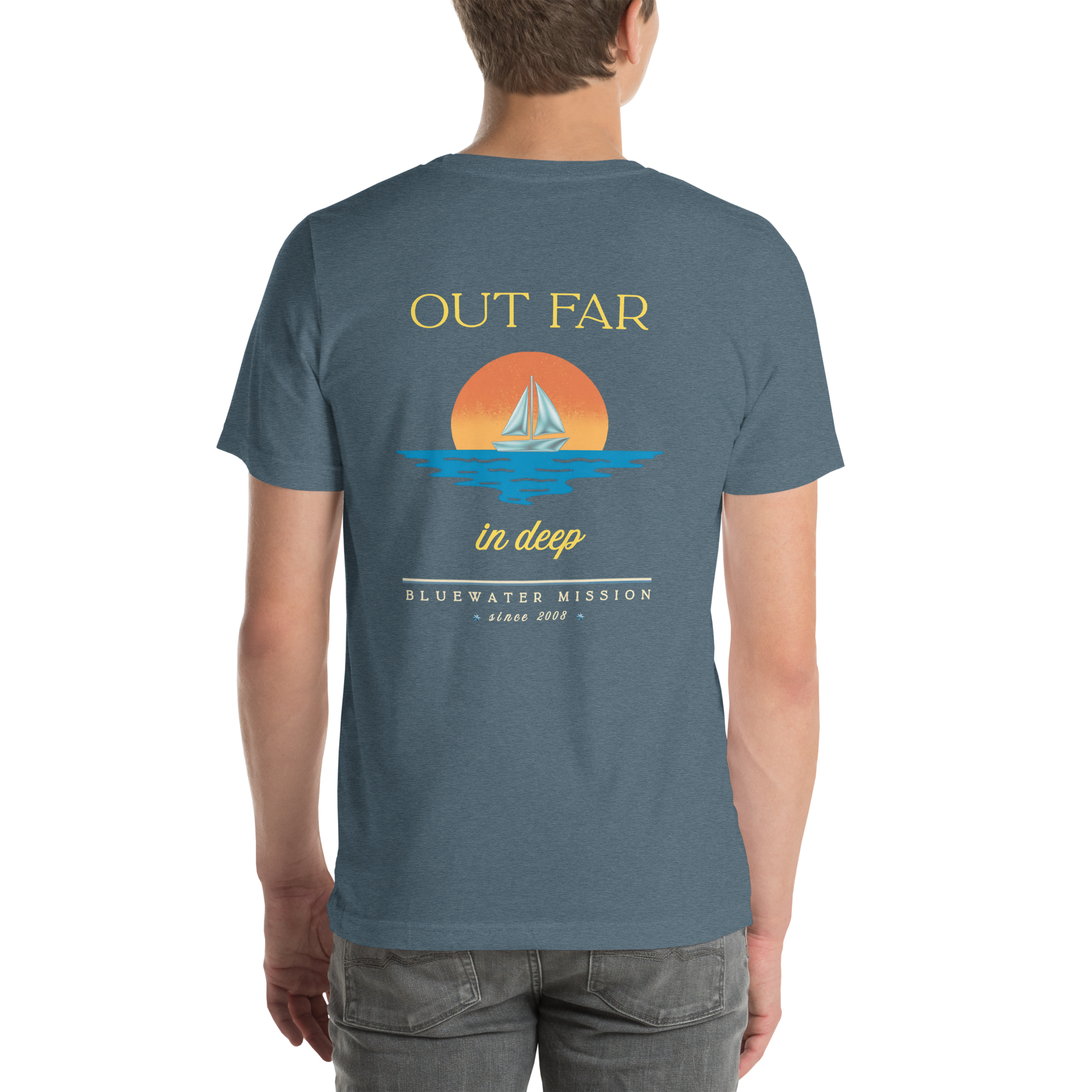 Out Far In Deep Since 2008. Bluewater Mission Unisex T-shirt