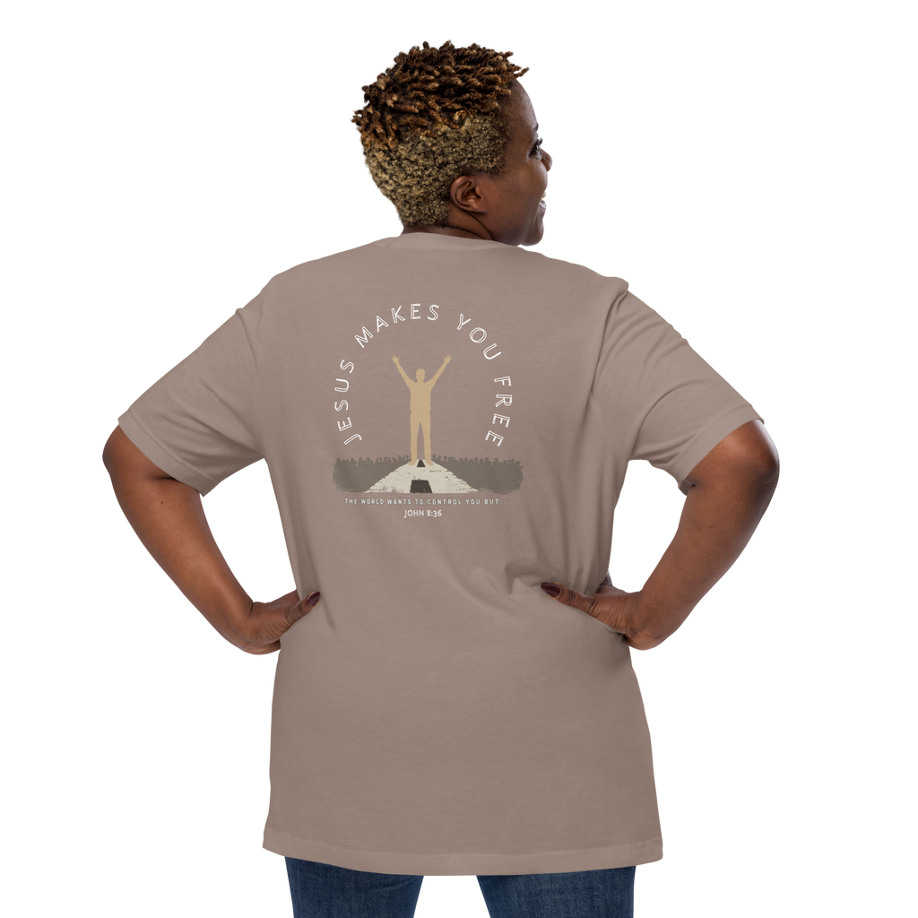 Jesus Makes You Free/ John 8:36.  Bluewater Unisex t-shirt