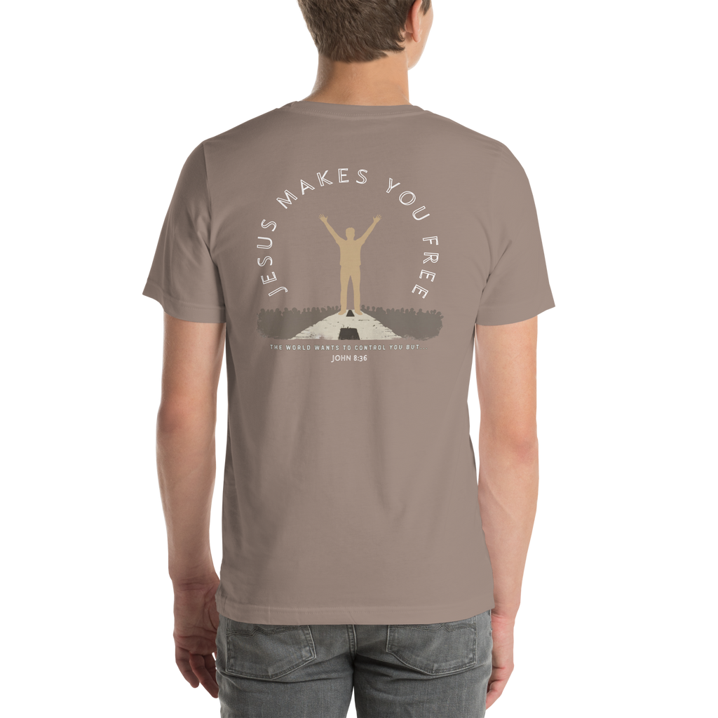 Jesus Makes You Free/ John 8:36.  Bluewater Unisex t-shirt