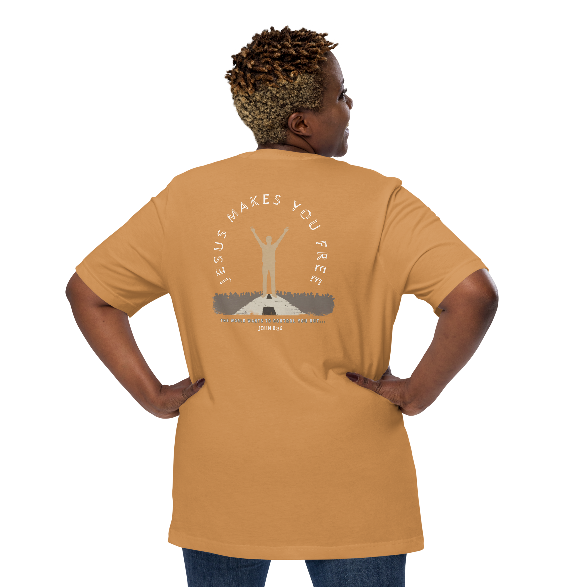 Jesus Makes You Free/ John 8:36.  Bluewater Unisex t-shirt