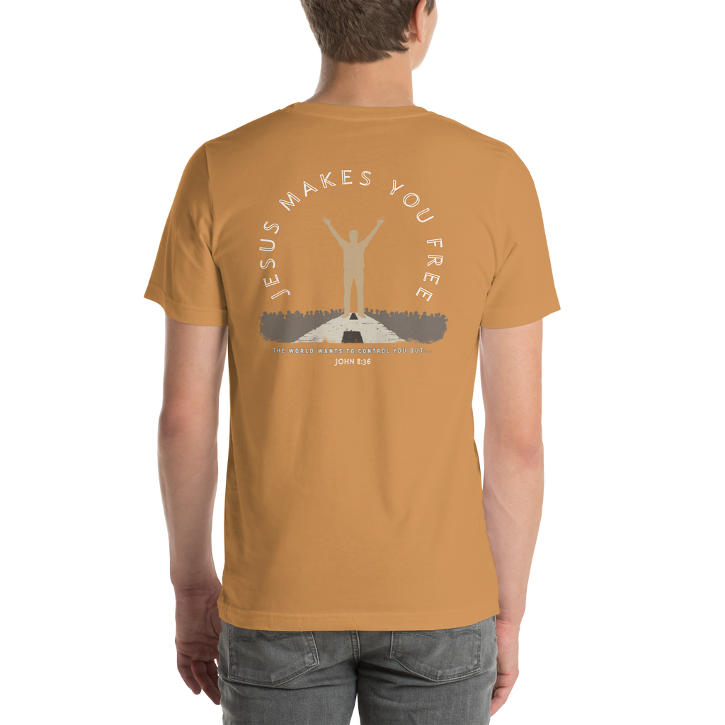 Jesus Makes You Free/ John 8:36.  Bluewater Unisex t-shirt