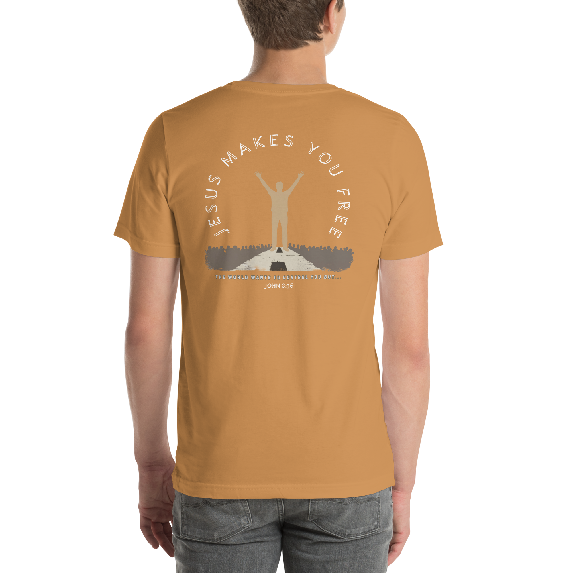 Jesus Makes You Free/ John 8:36.  Bluewater Unisex t-shirt