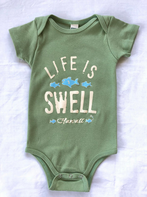 "Big Swell, Little Fish - Hawaii" 100% Organic Cotton Baby Onesie