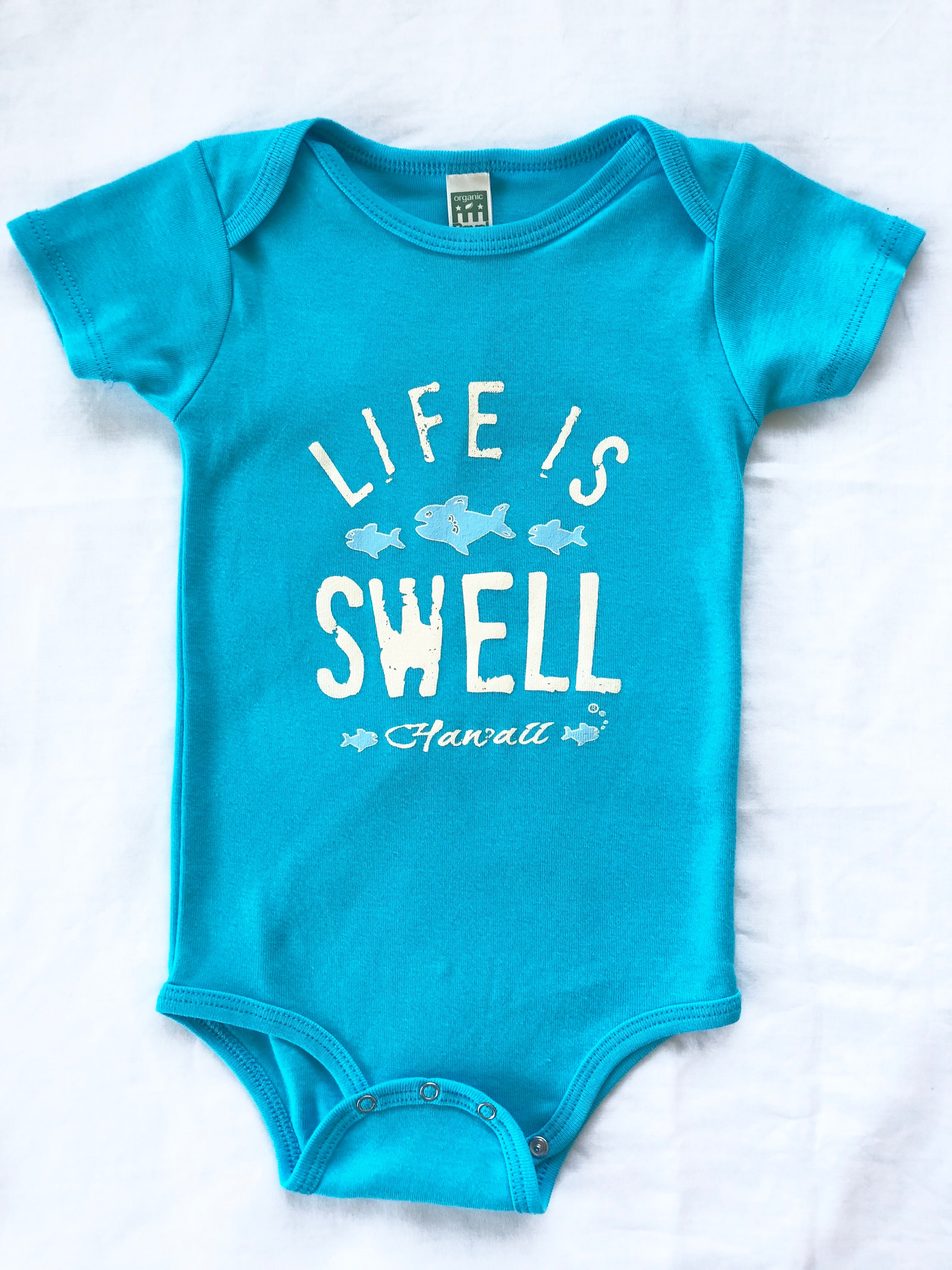 "Big Swell, Little Fish - Hawaii" 100% Organic Cotton Baby Onesie