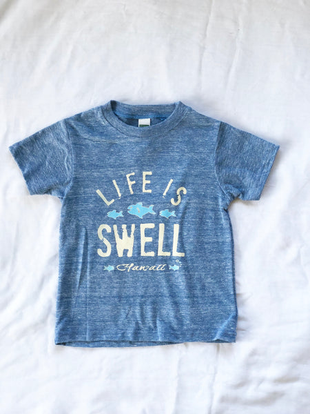 "Big Swell, Little Fish - Hawaii” Toddler Tee in Organic Cotton or Eco Blend