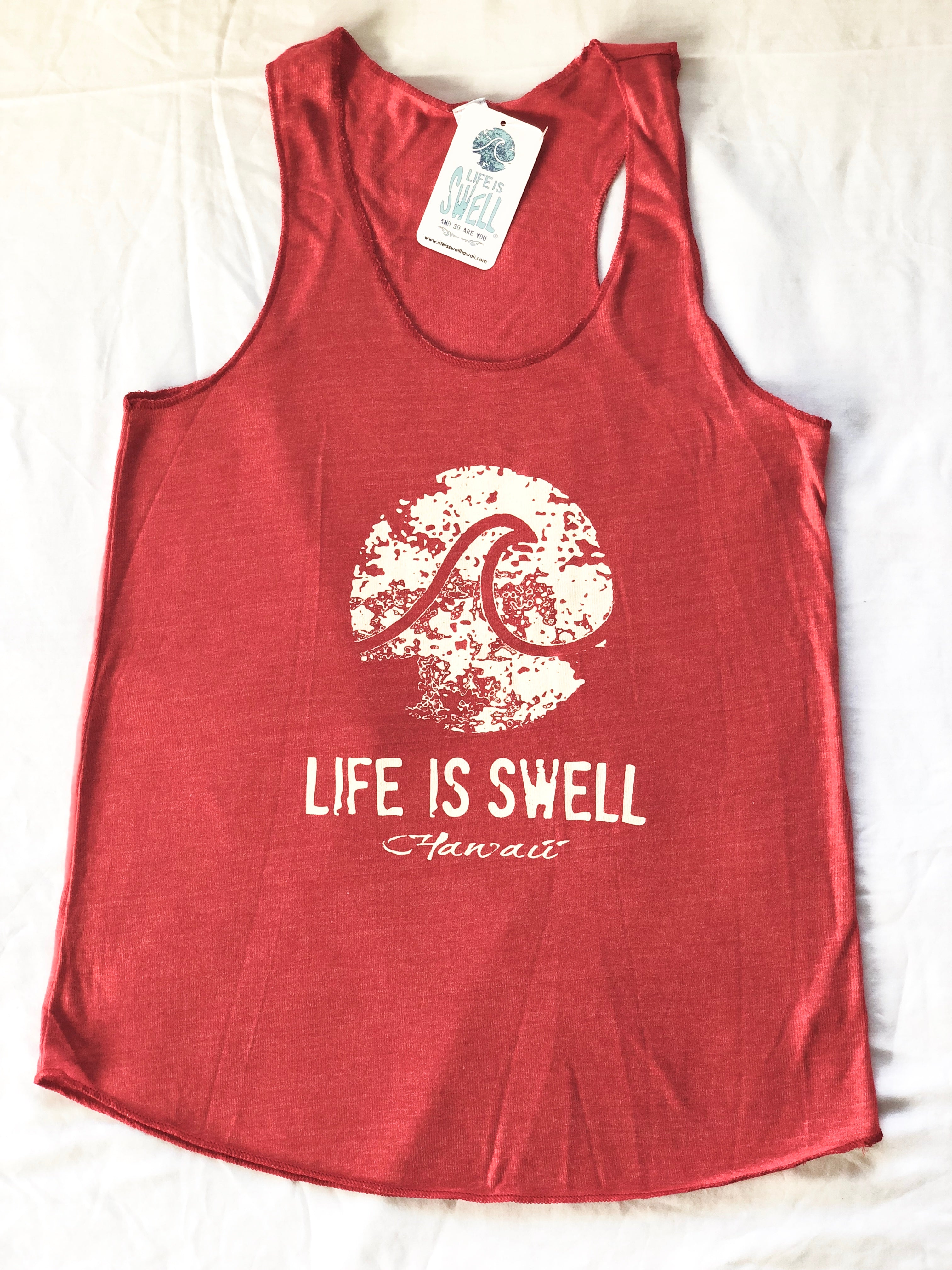 "Logo Wave - Hawaii"  Women's Eco Blend Racerback Tanks
