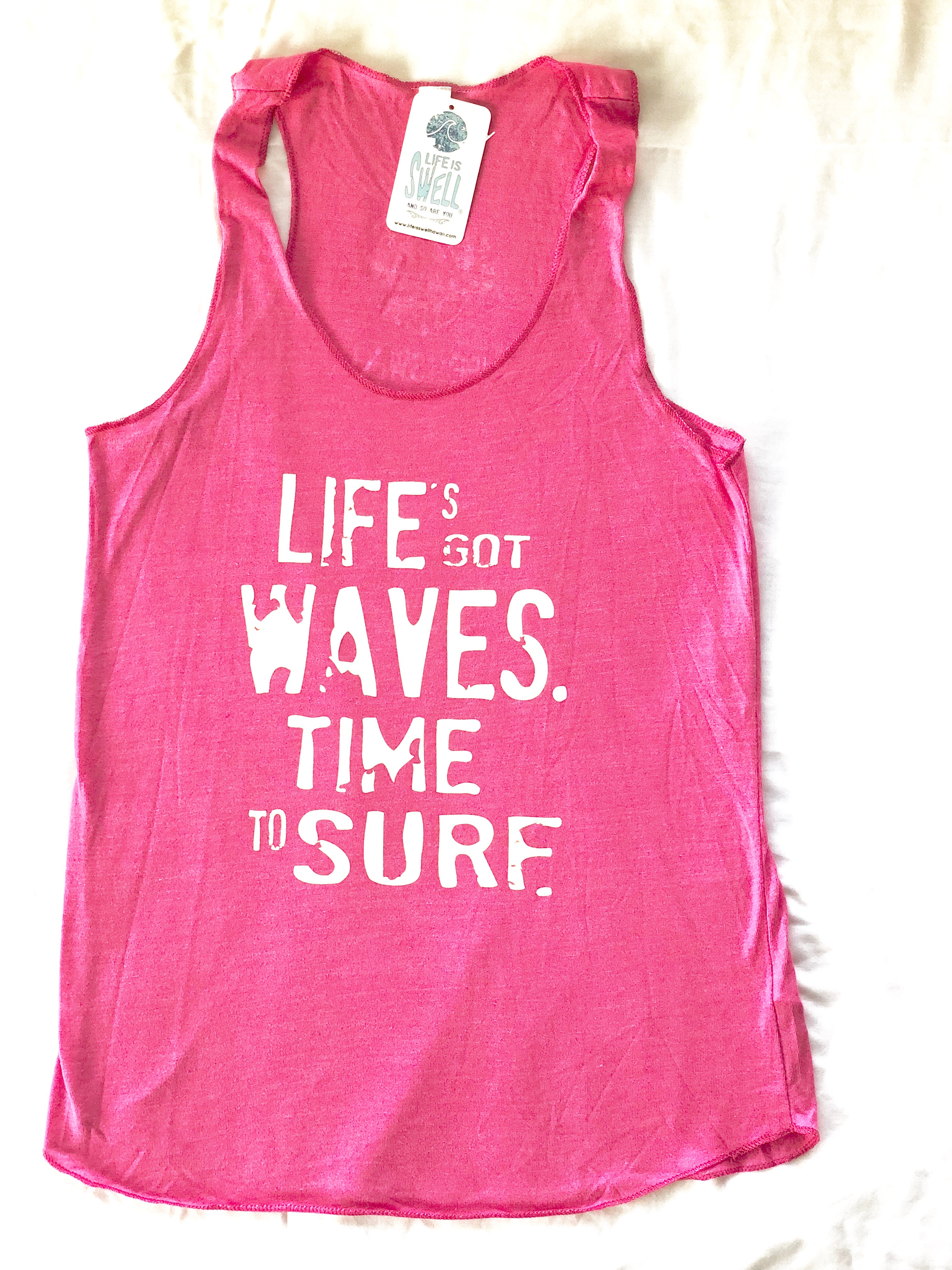 "Life's Got Waves. Time to Surf." Women's Eco Blend Racerback Tanks