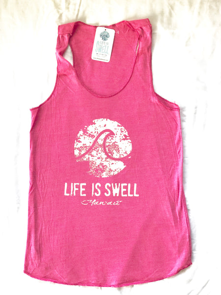 "Logo Wave - Hawaii"  Women's Eco Blend Racerback Tanks