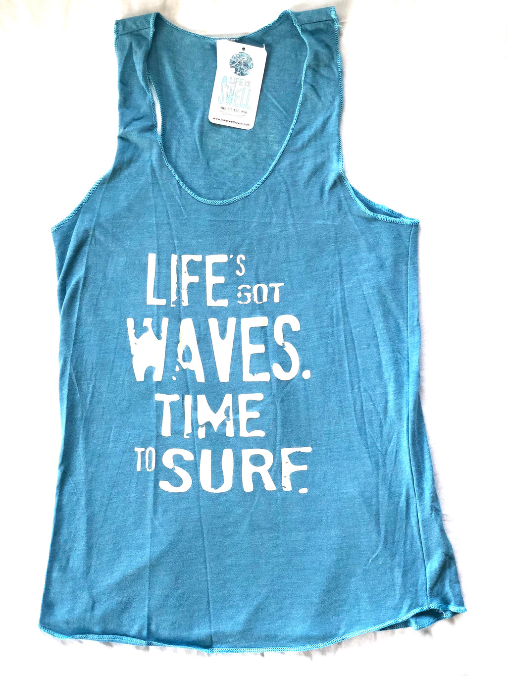 "Life's Got Waves. Time to Surf." Women's Eco Blend Racerback Tanks