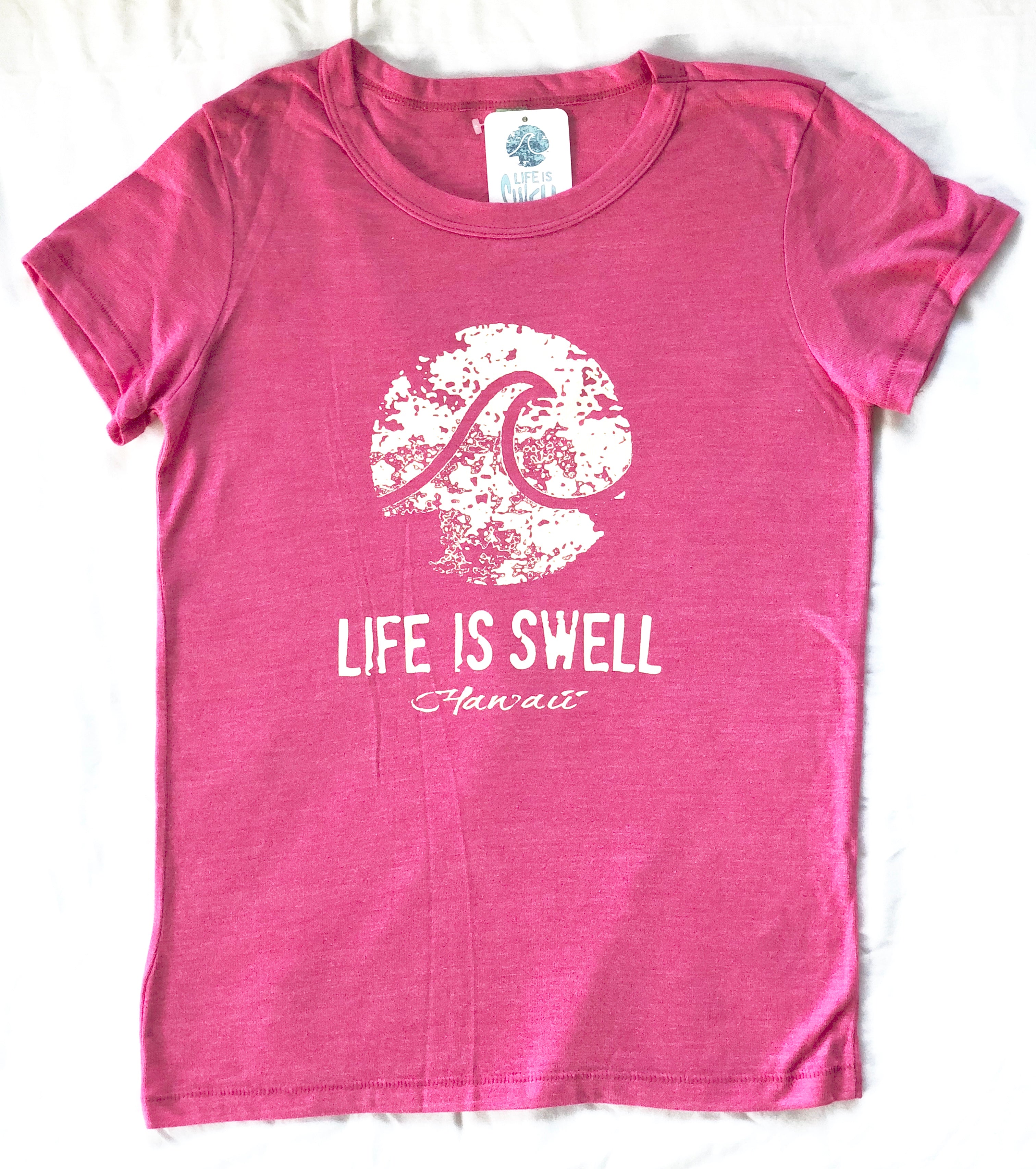"Logo Wave - Hawaii"  Women's T-shirts in 100% Organic Cotton or Eco Blend Jersey