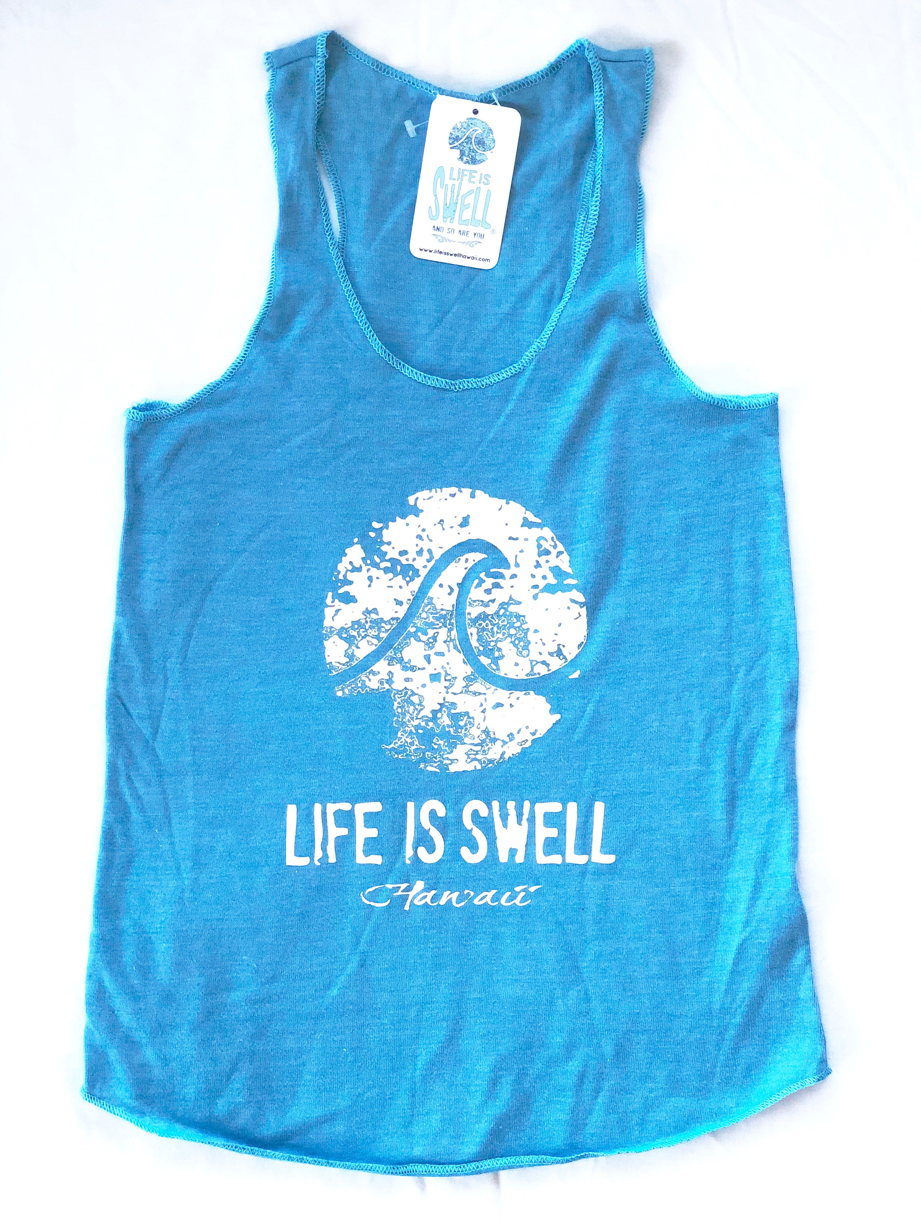 "Logo Wave - Hawaii"  Women's Eco Blend Racerback Tanks