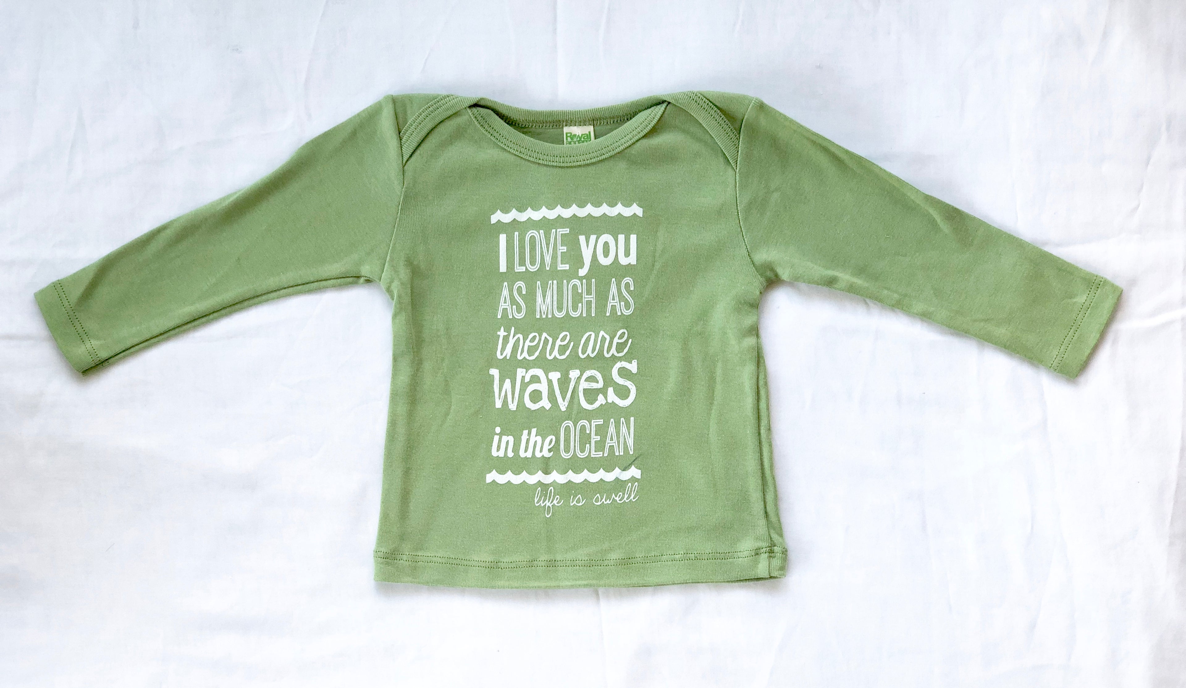 "I Love You As Much As There Are Waves in the Ocean" 100% ORGANIC Cotton Baby Long Sleeve Lapover Shirt