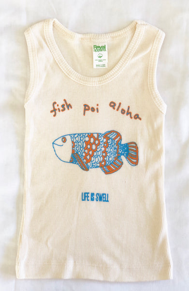 "Fish Poi Aloha" 100% ORGANIC Cotton Baby Tank Shirt - Natural or Black