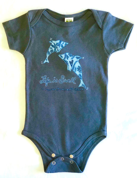 "Dolphin Love" 100% ORGANIC Cotton Baby Onesie